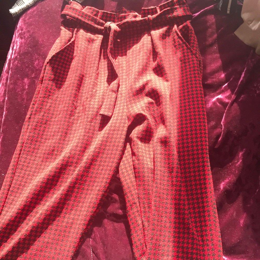 Red and black parachute pants